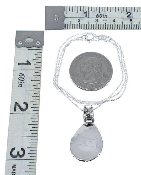 Native American Sterling Silver Turquoise 16" Box Chain Pendant Necklace Set AX127469